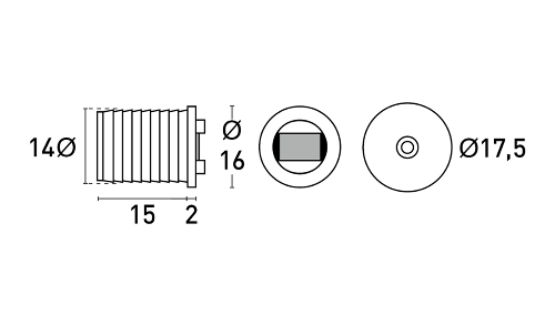 Fecho magn�tico cilindrico embutir - CASTANHO / PRETO